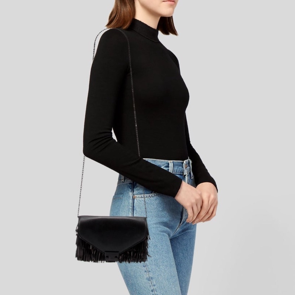 Loeffler Randall Black Fringe Shoulder Bag - Picture 2 of 14